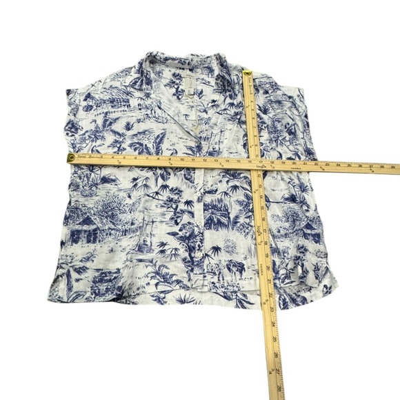 NWT Joie Blue & White Floral Sleeveless Hawaiian tropical print linen top Large - Picture 2 of 7